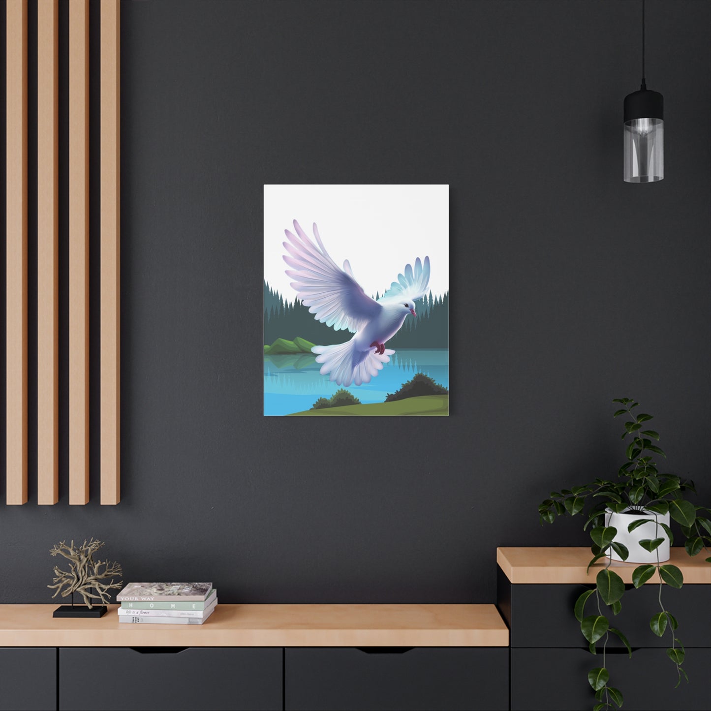 Toile tendue Majestueuse Colombe du Saint-Esprit — Art mural nature sereine — Fini mat