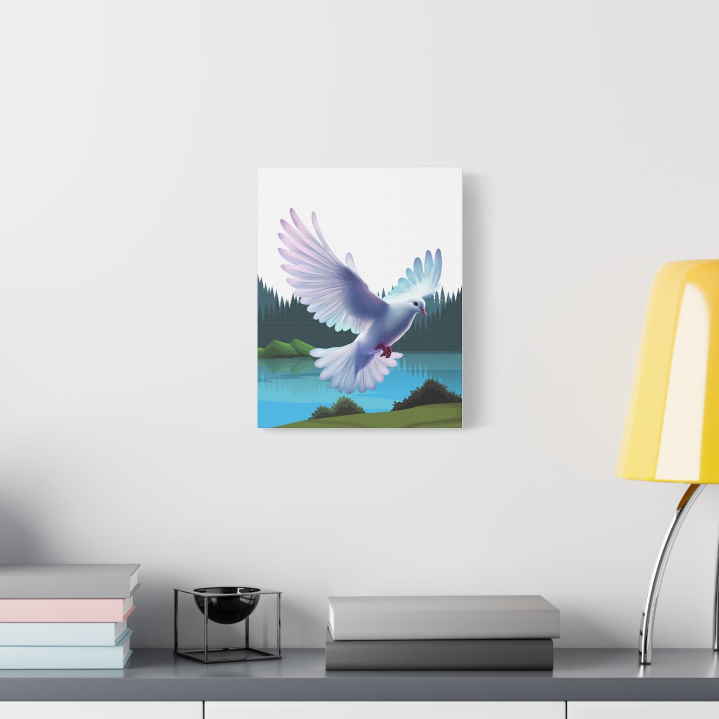 Toile tendue Majestueuse Colombe du Saint-Esprit — Art mural nature sereine — Fini mat