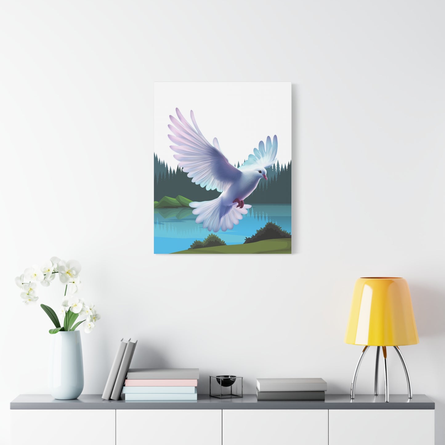 Toile tendue Majestueuse Colombe du Saint-Esprit — Art mural nature sereine — Fini mat