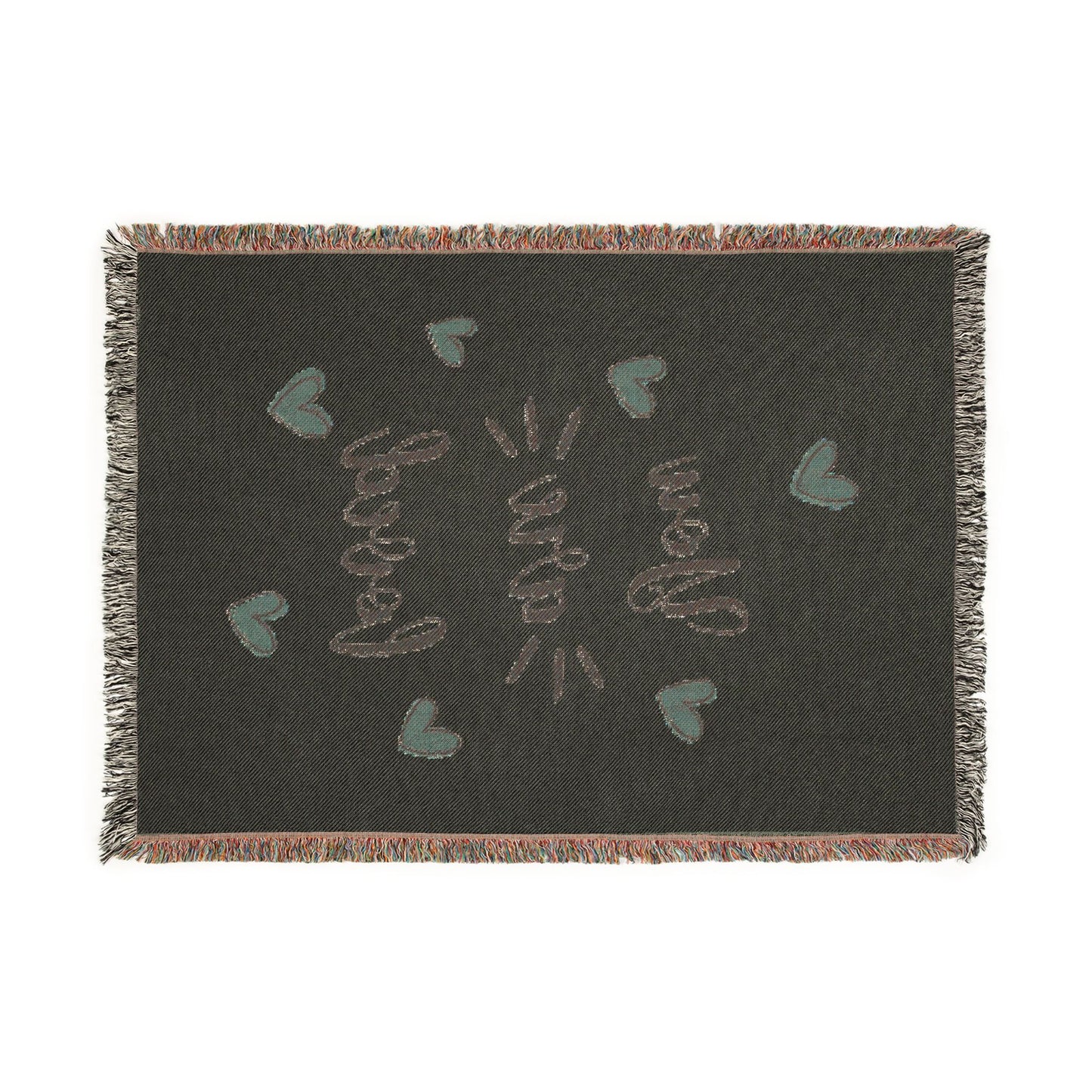 Couverture Tissée « You Are Loved » — Couverture Décorative Confortable avec Accents Cœur