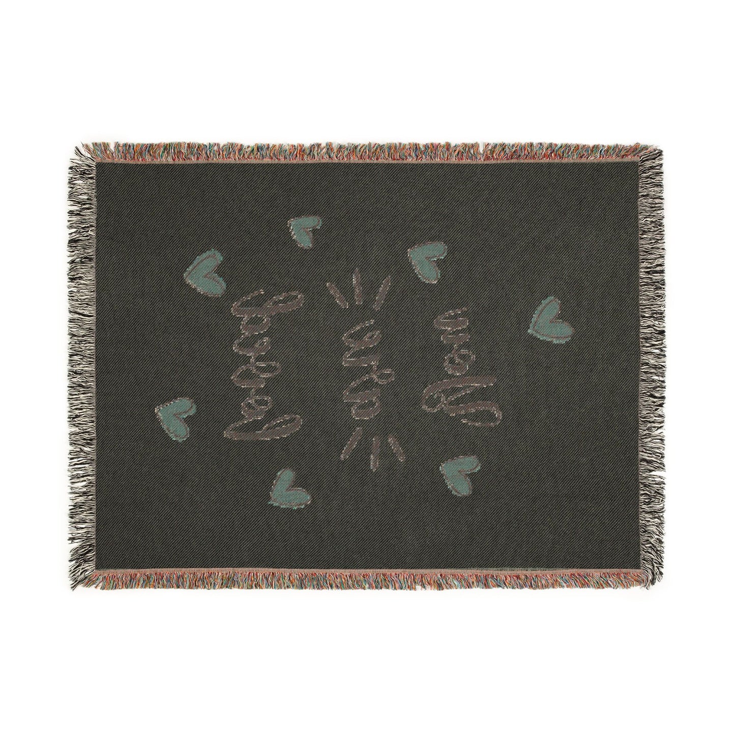 Couverture Tissée « You Are Loved » — Couverture Décorative Confortable avec Accents Cœur