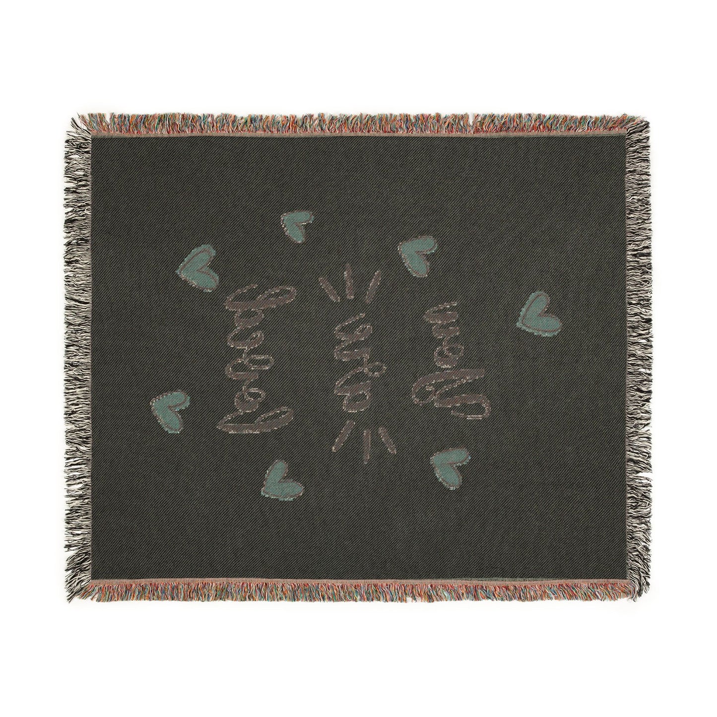 Couverture Tissée « You Are Loved » — Couverture Décorative Confortable avec Accents Cœur