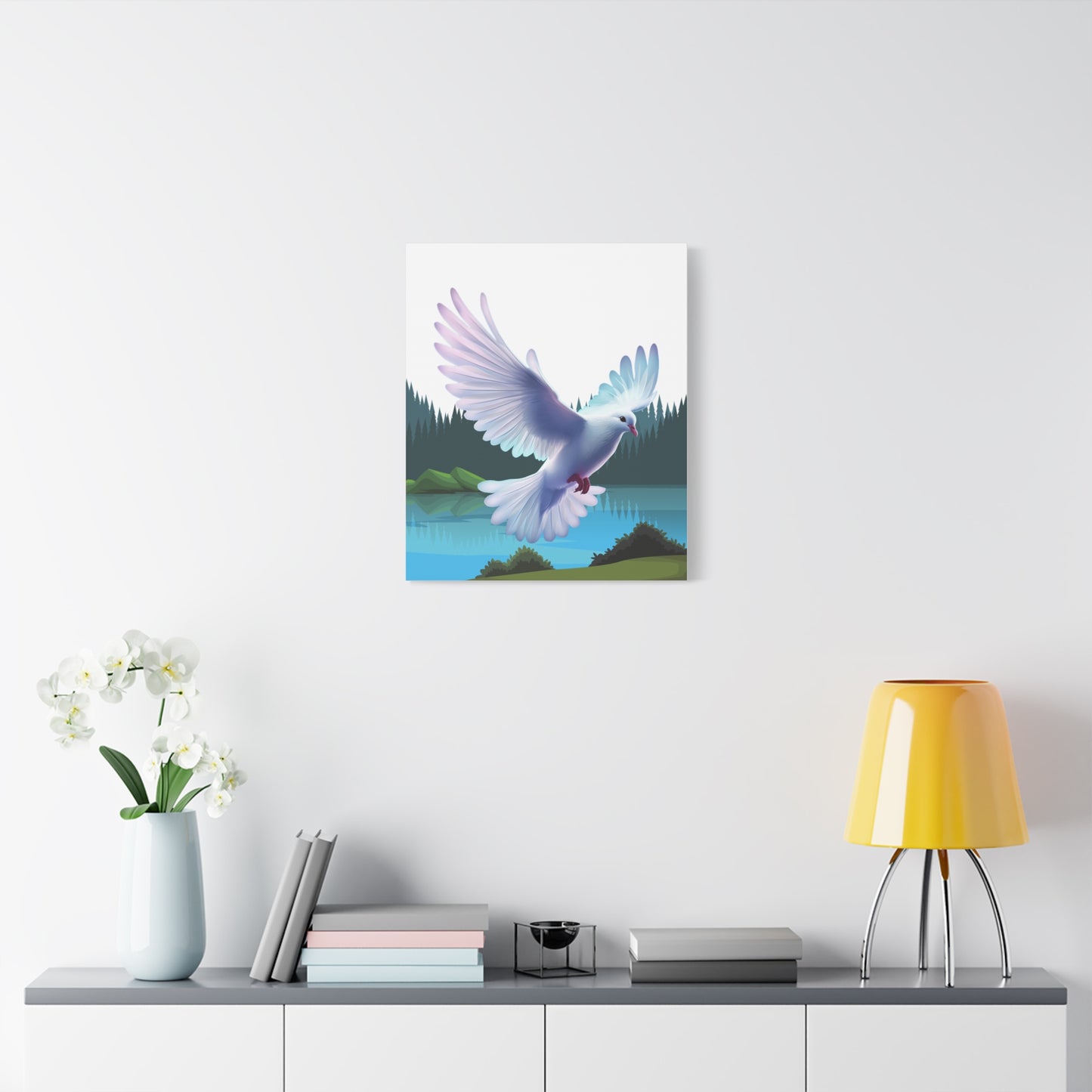 Toile tendue Majestueuse Colombe du Saint-Esprit — Art mural nature sereine — Fini mat