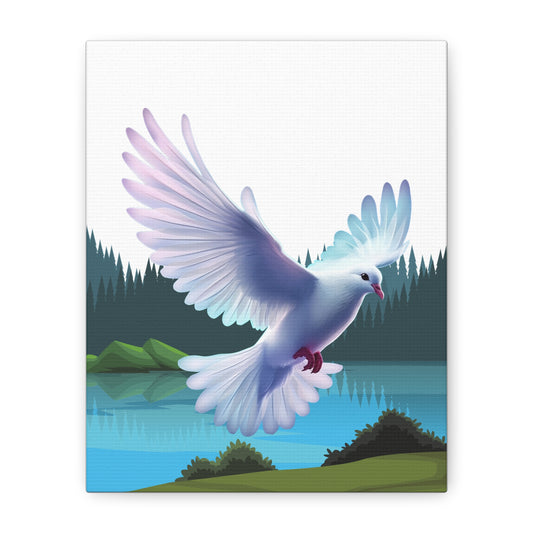 Toile tendue Majestueuse Colombe du Saint-Esprit — Art mural nature sereine — Fini mat